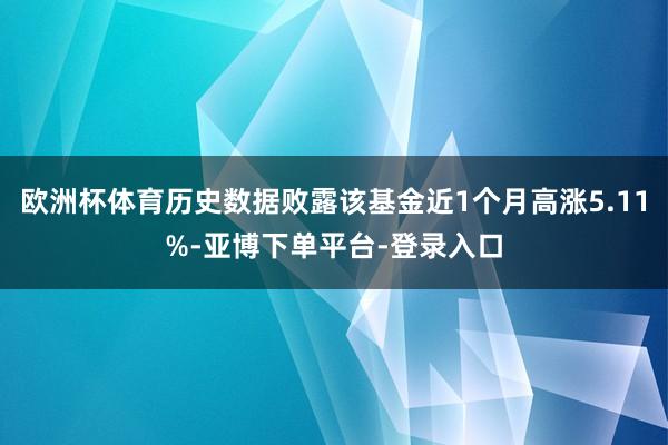 欧洲杯体育历史数据败露该基金近1个月高涨5.11%-亚博下单平台-登录入口