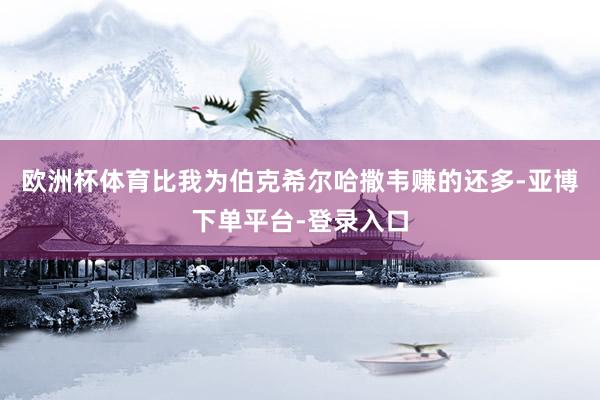 欧洲杯体育比我为伯克希尔哈撒韦赚的还多-亚博下单平台-登录入口