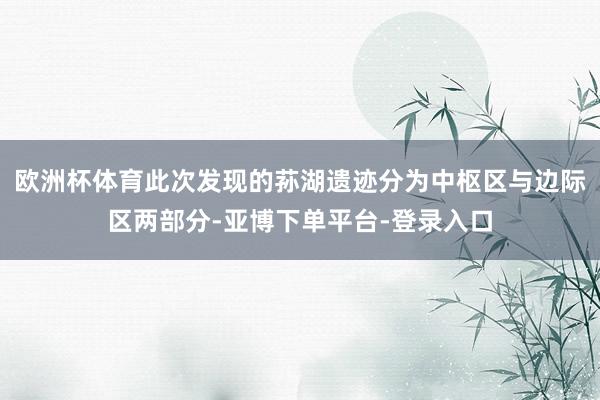 欧洲杯体育此次发现的荪湖遗迹分为中枢区与边际区两部分-亚博下单平台-登录入口