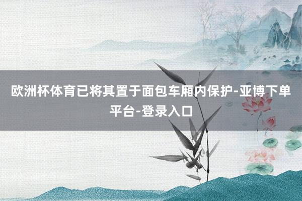 欧洲杯体育已将其置于面包车厢内保护-亚博下单平台-登录入口