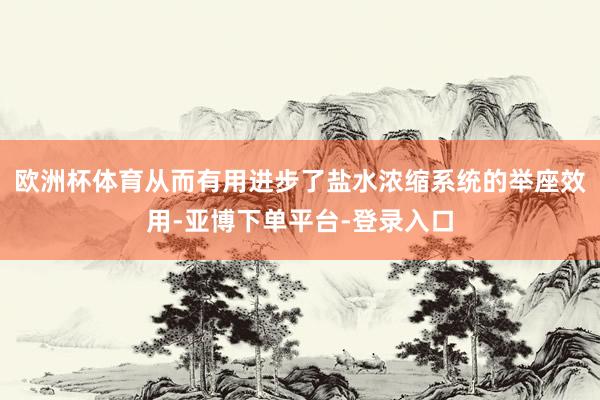 欧洲杯体育从而有用进步了盐水浓缩系统的举座效用-亚博下单平台-登录入口