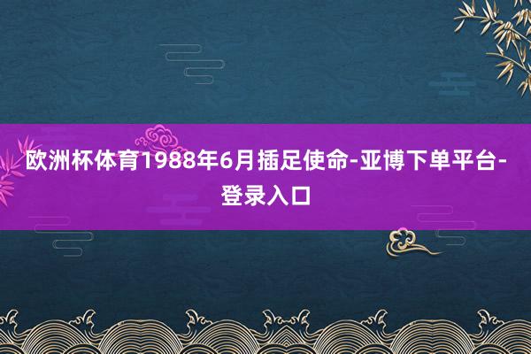 欧洲杯体育1988年6月插足使命-亚博下单平台-登录入口