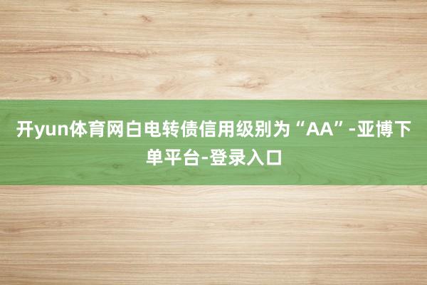 开yun体育网白电转债信用级别为“AA”-亚博下单平台-登录入口
