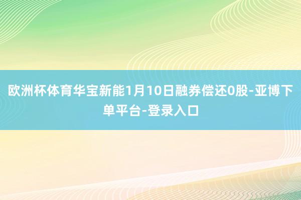 欧洲杯体育华宝新能1月10日融券偿还0股-亚博下单平台-登录入口