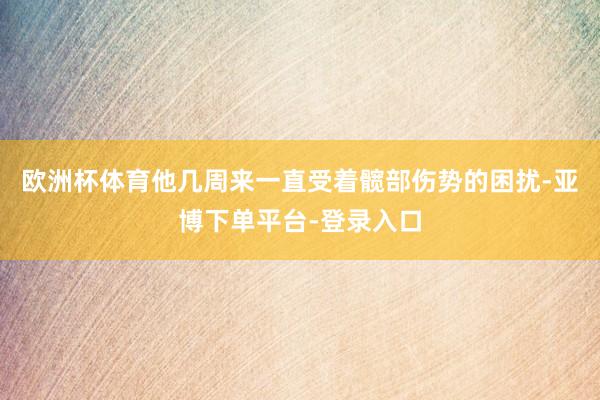 欧洲杯体育他几周来一直受着髋部伤势的困扰-亚博下单平台-登录入口