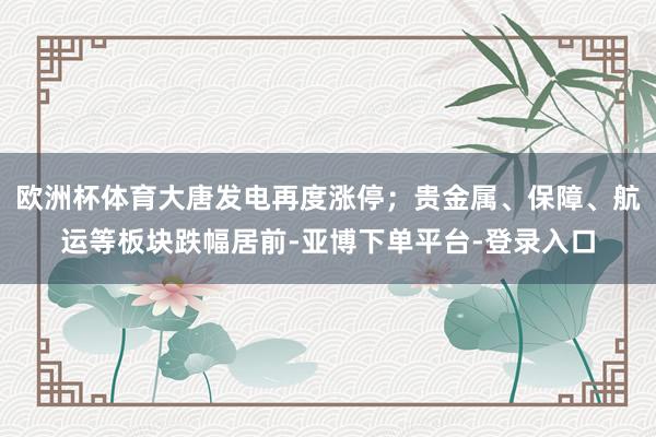 欧洲杯体育大唐发电再度涨停；贵金属、保障、航运等板块跌幅居前-亚博下单平台-登录入口